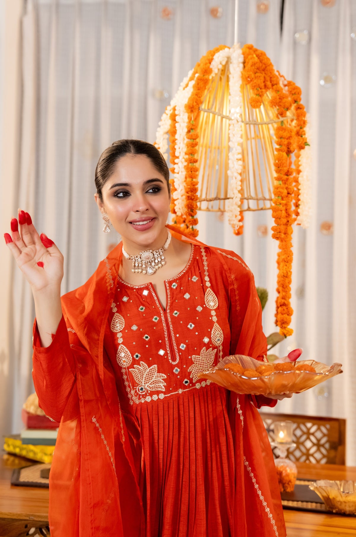 Red Embroidered Anarkali Suit Set with Dupatta | Festive & Wedding Wear