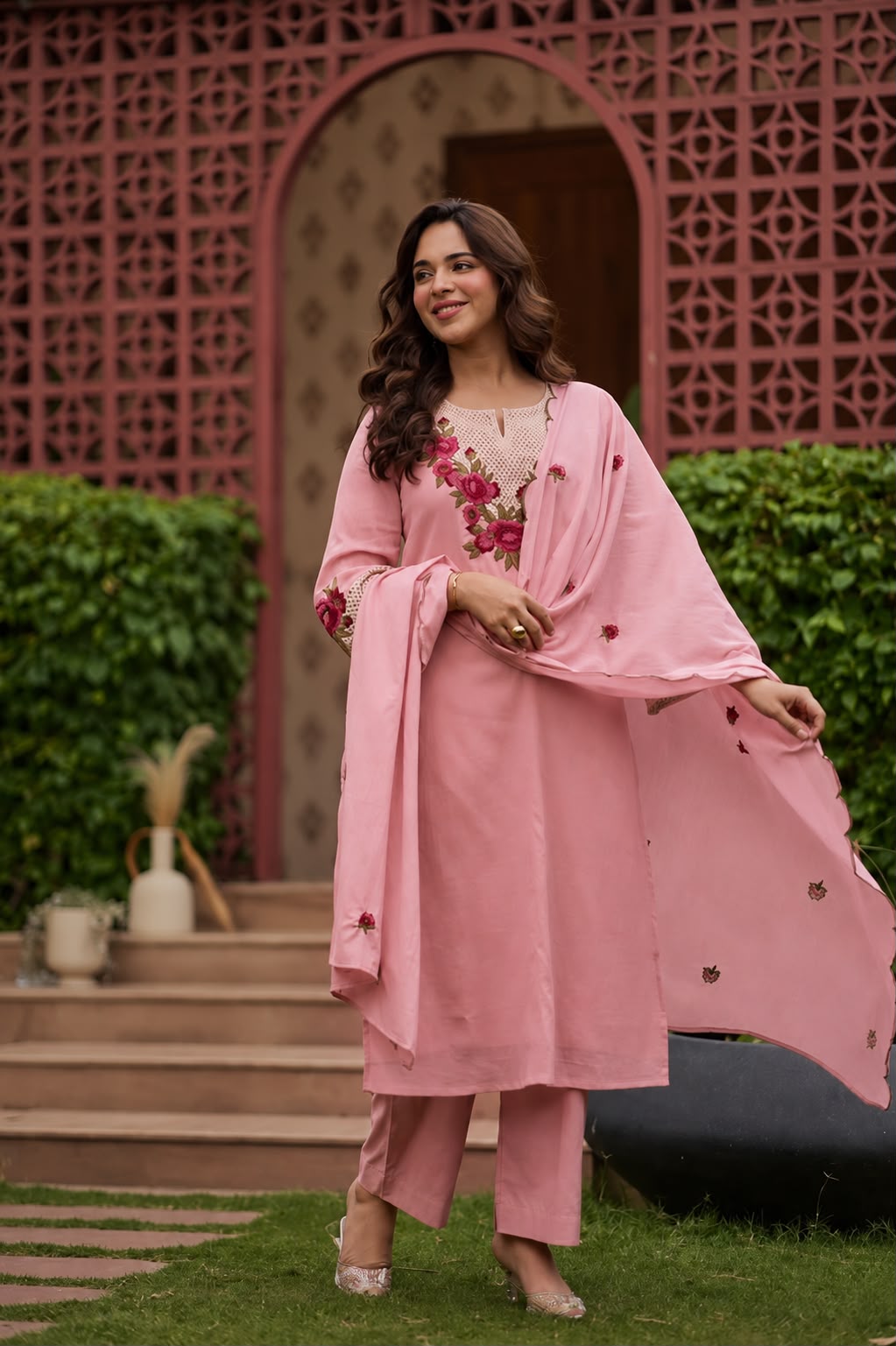 Premium Floral Embroidered 3 Piece Salwar Suit Set for Women