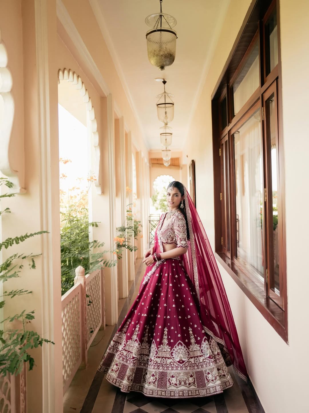 Wine Maroon Embroidered Designer Lehenga Choli with Dupatta – Traditional Wedding Wear