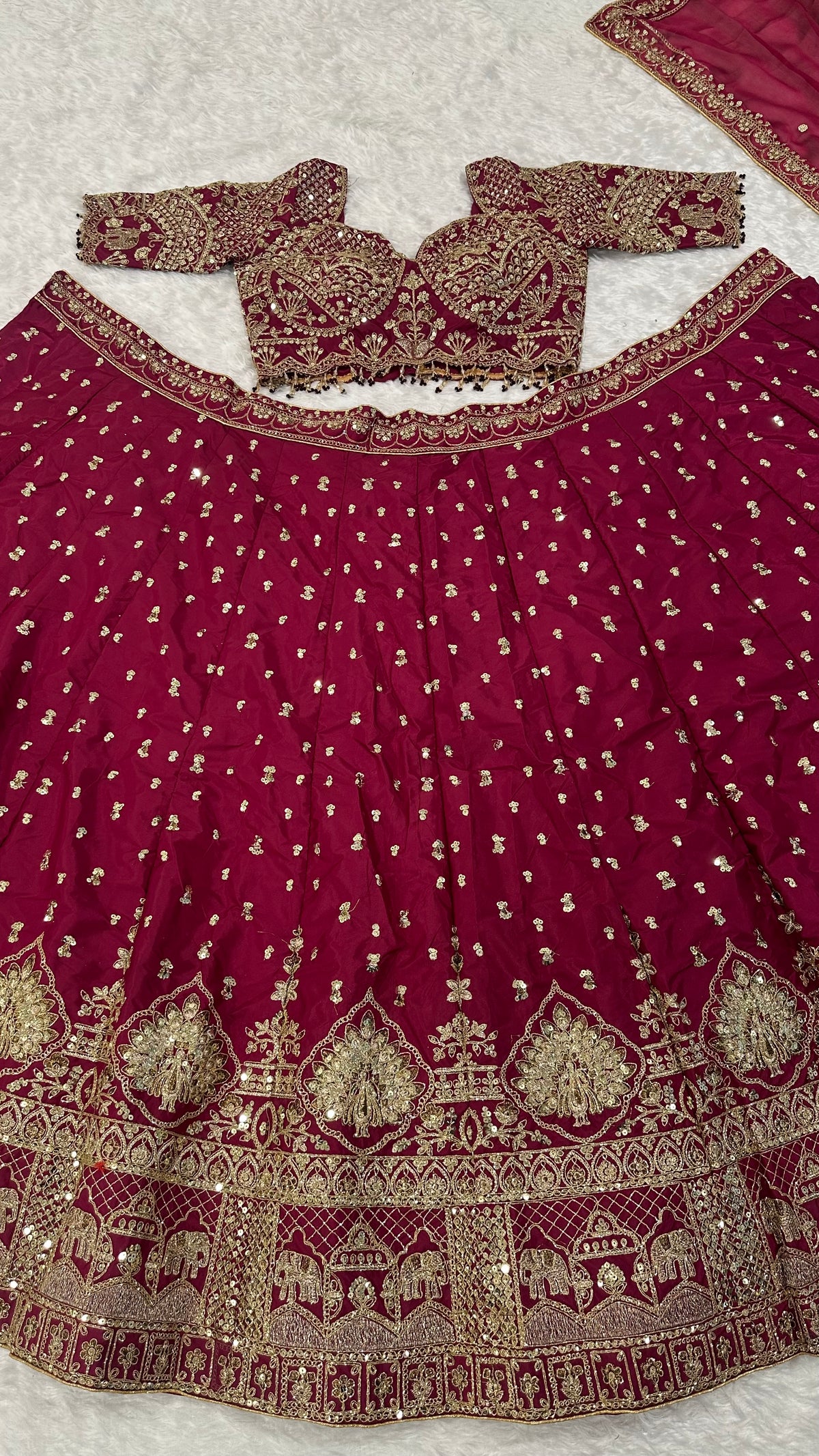 Wine Maroon Embroidered Designer Lehenga Choli with Dupatta – Traditional Wedding Wear