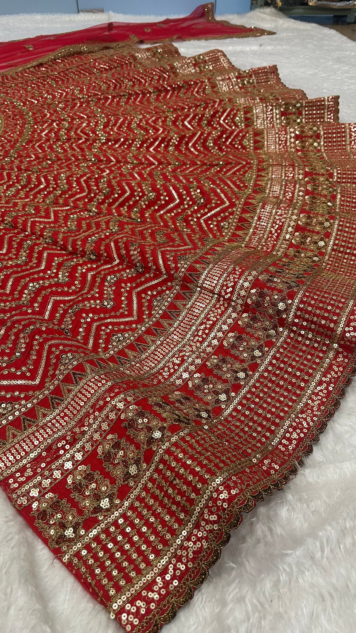 Bridal Red Embroidered Lehenga Choli with Dupatta – Traditional Wedding Wear