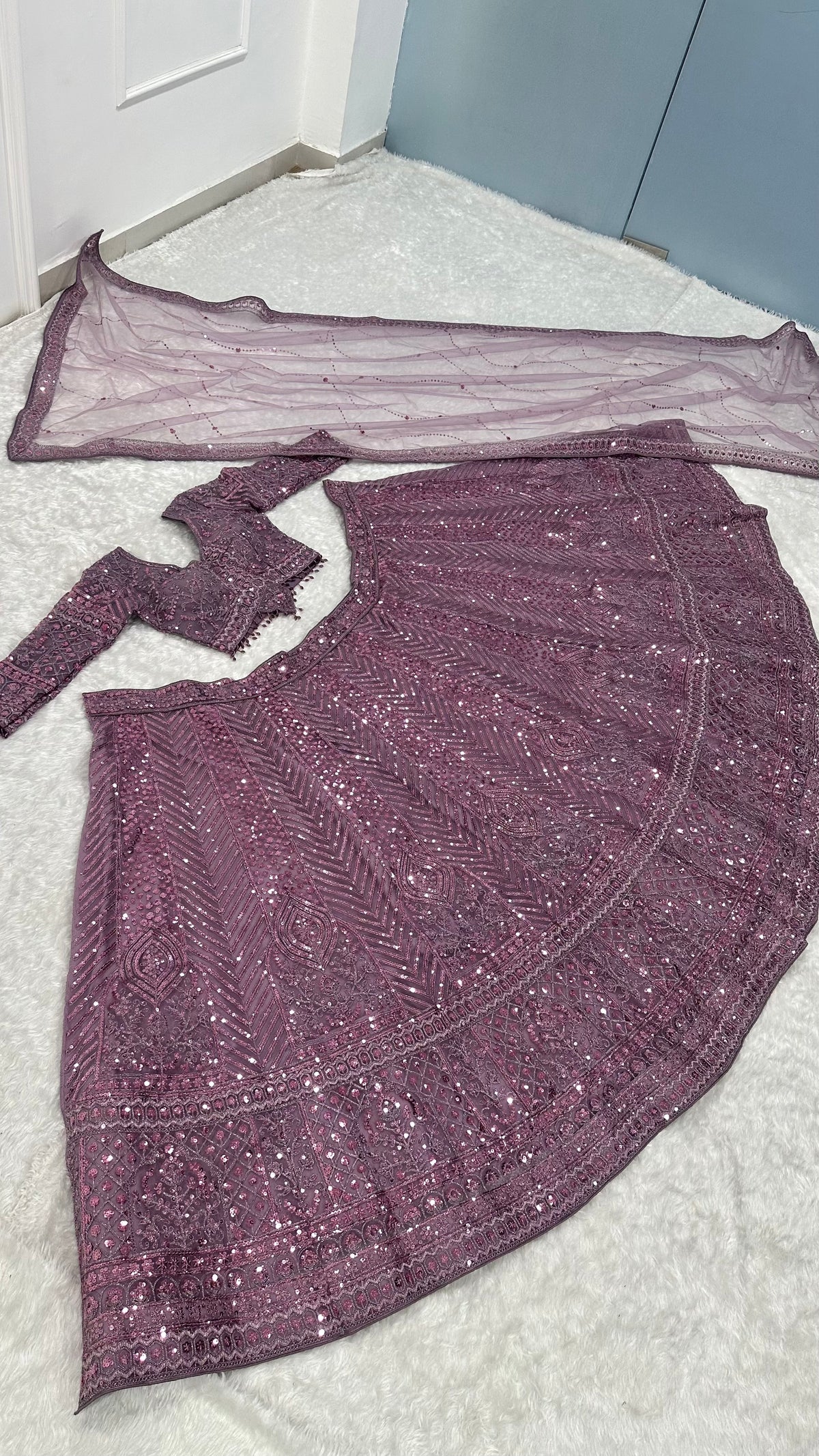 Lavender Purple Embroidered Designer Lehenga Choli with Dupatta