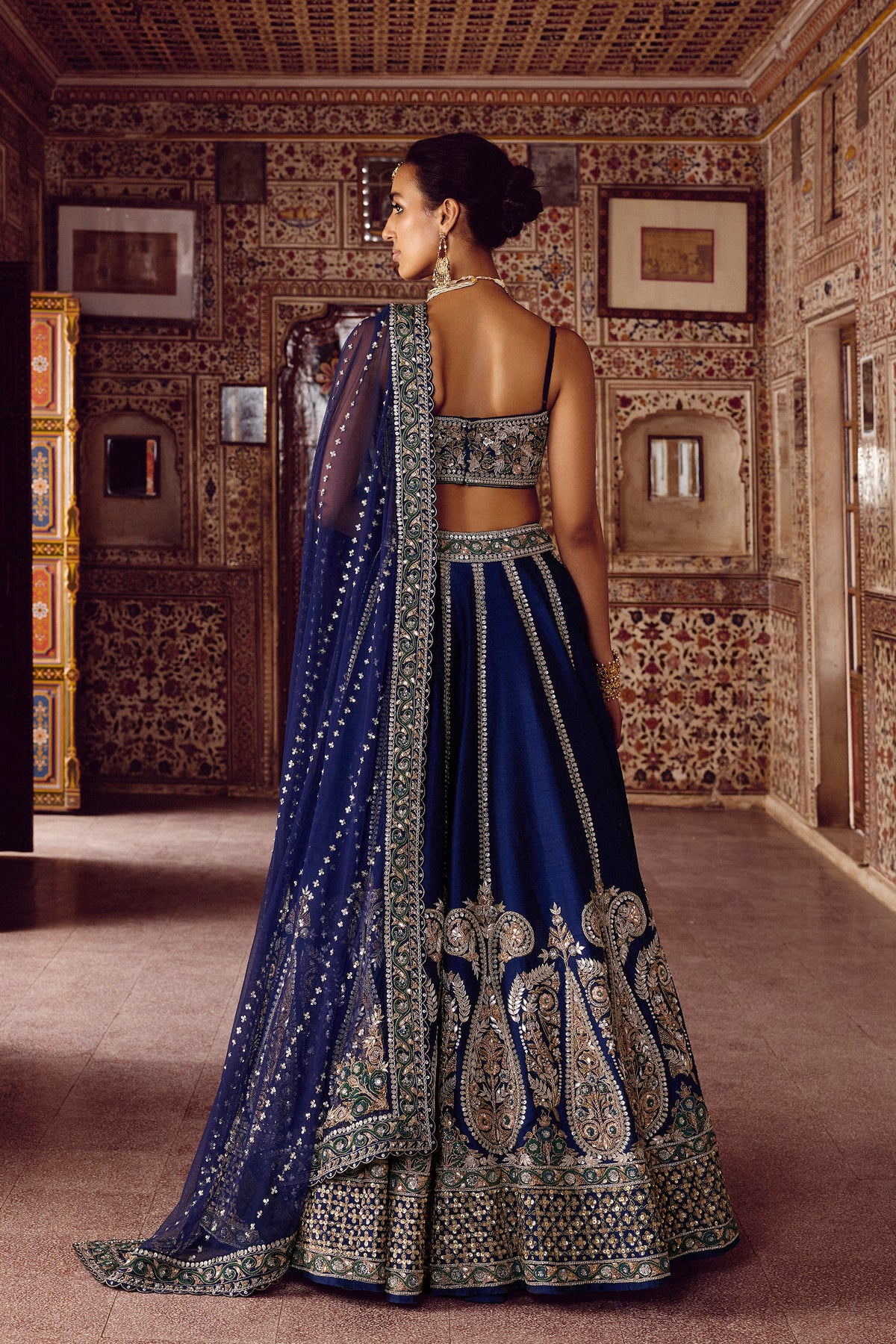 Navy Blue Embroidered Designer Lehenga Choli with Dupatta – Bridal & Festive Wear
