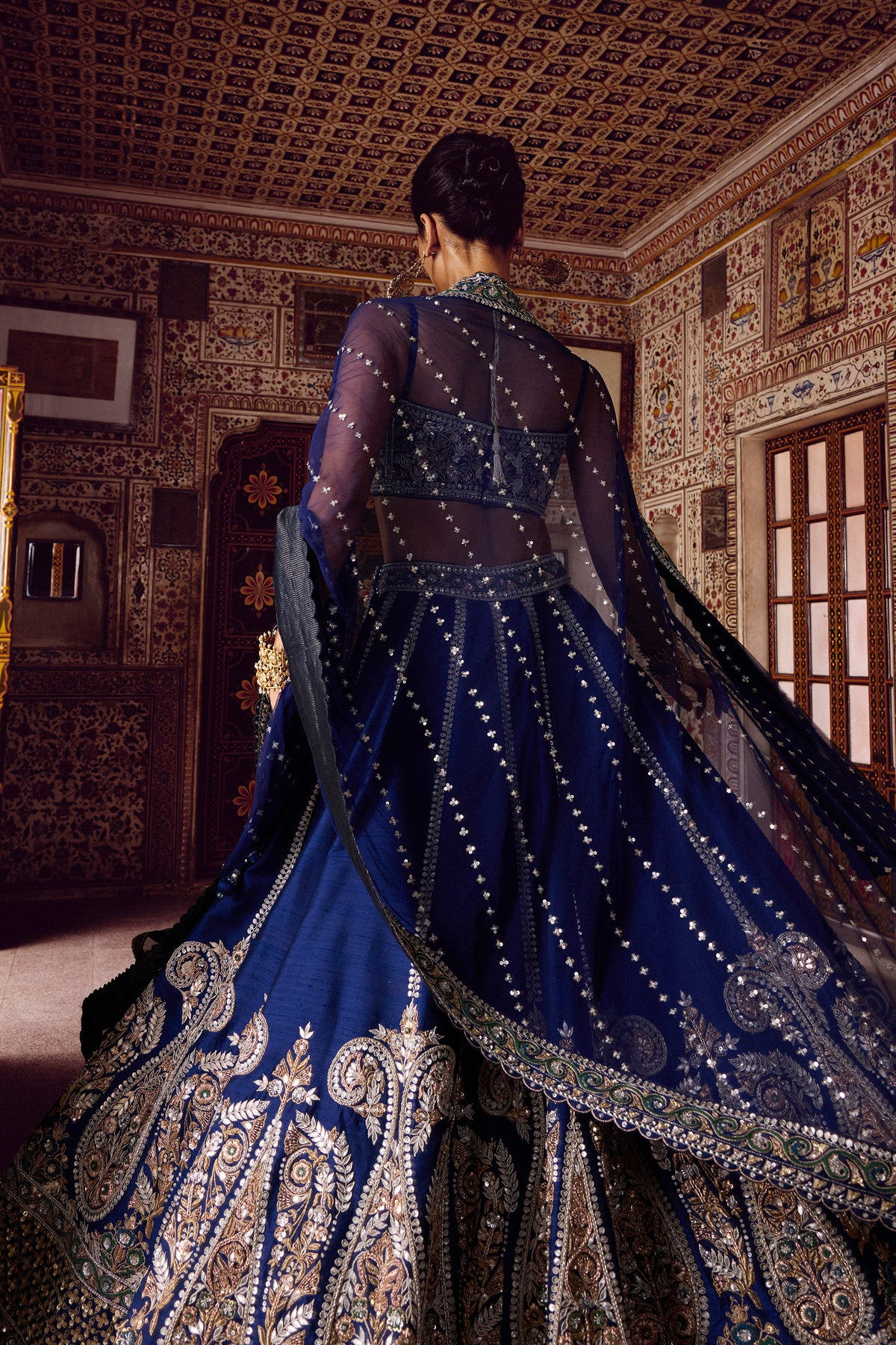 Navy Blue Embroidered Designer Lehenga Choli with Dupatta – Bridal & Festive Wear