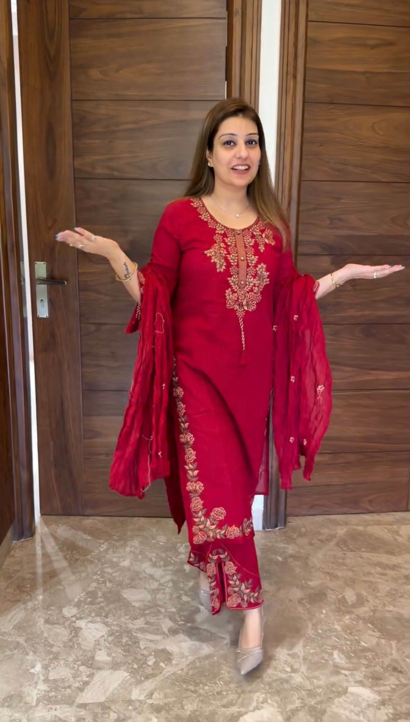 Designer Embroidered Kurta Sharara With Dupatta Set For Women | Festive Ethnic Wear