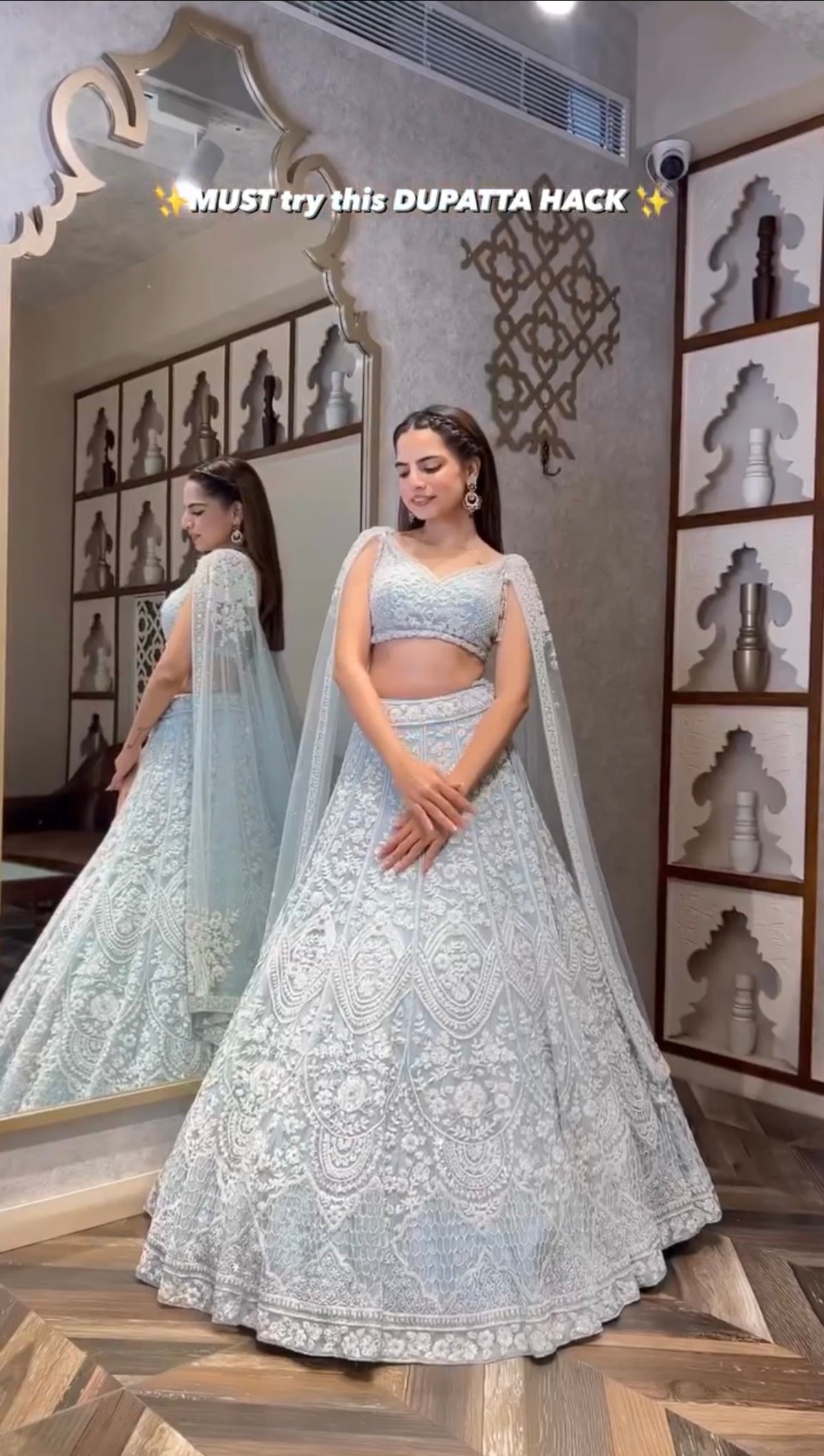Pastel Blue Embroidered Net Lehenga Choli with Dupatta – Designer Party Wear Lehenga
