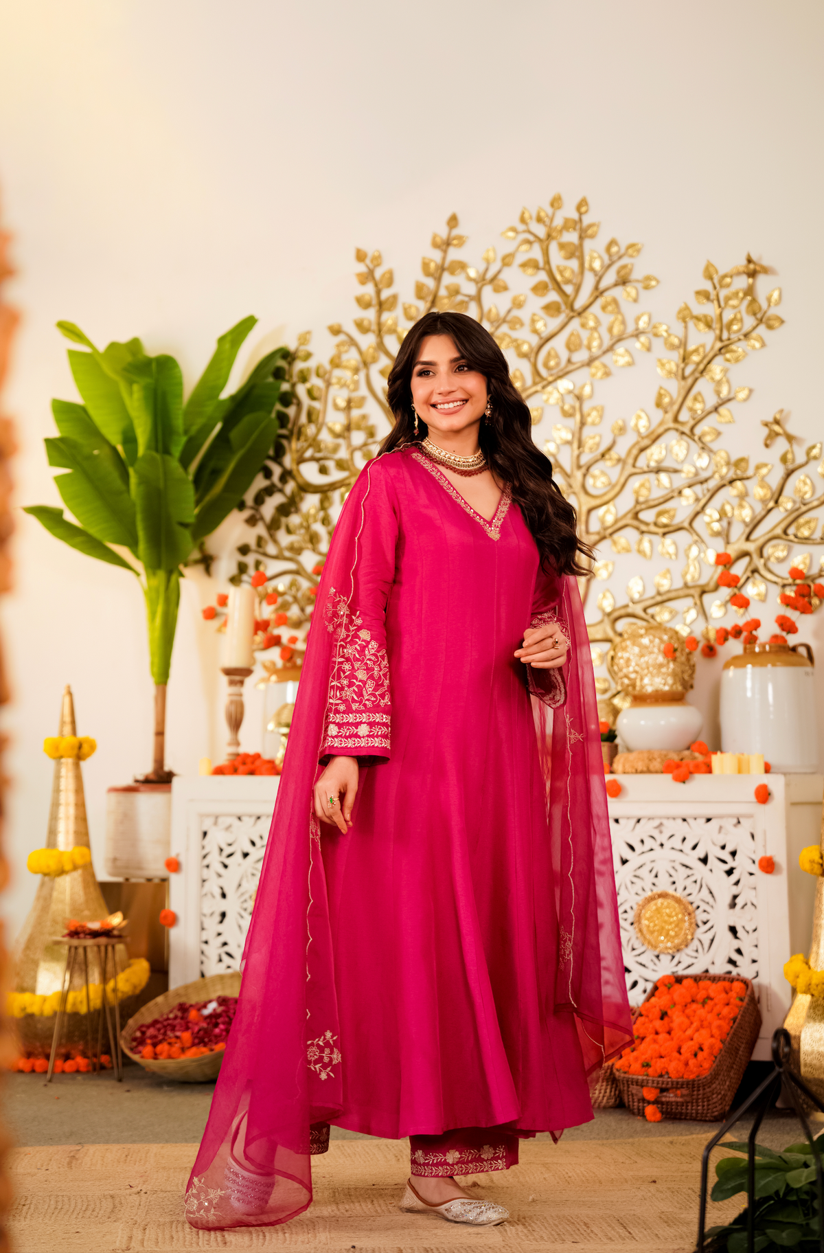 Women’s Designer Embroidered Anarkali Kurta Pant & Dupatta Set | Festive Ethnic Wear