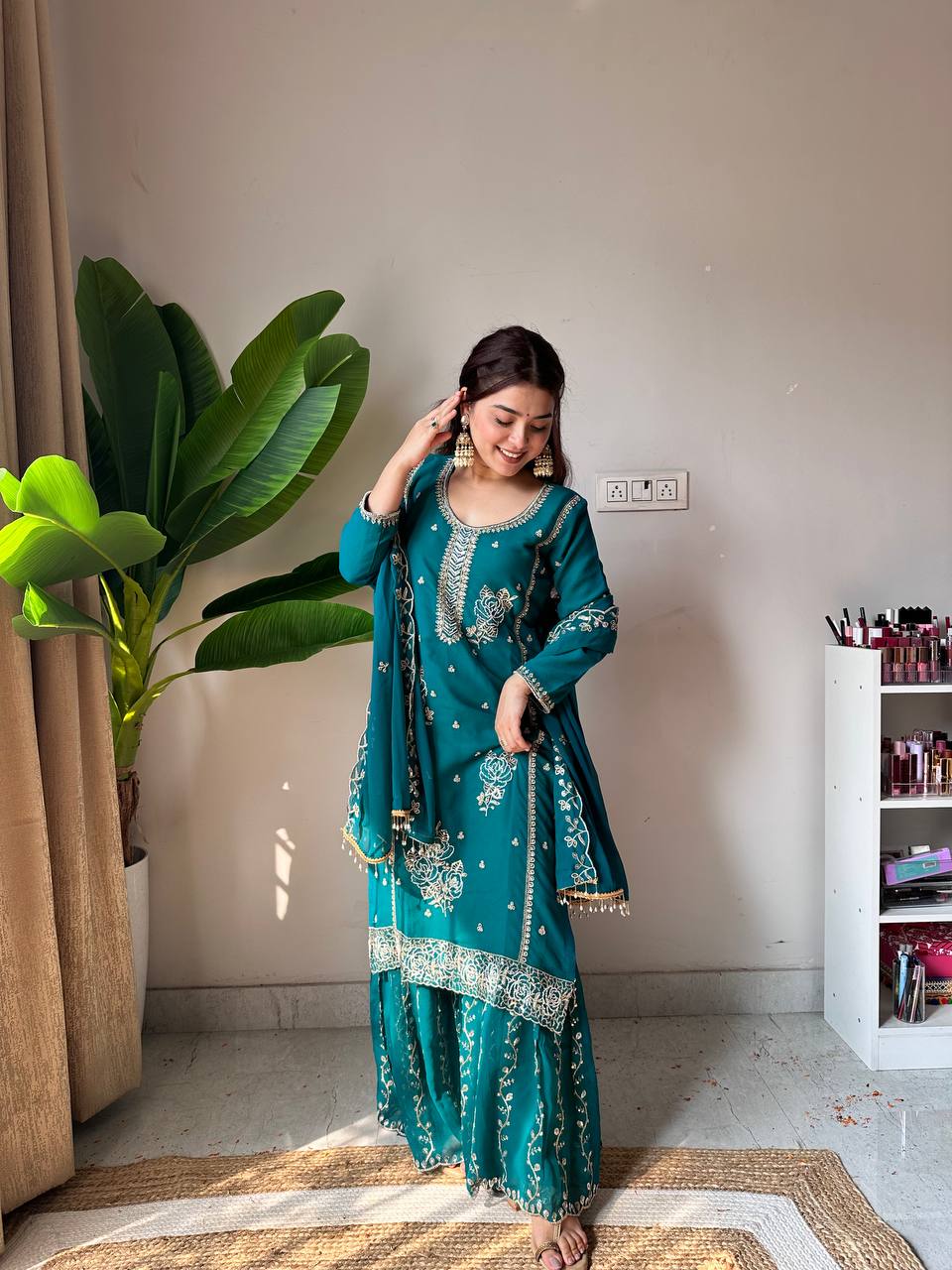 Designer Embroidered Sharara Suit Set with Dupatta | Festive Ethnic Wear