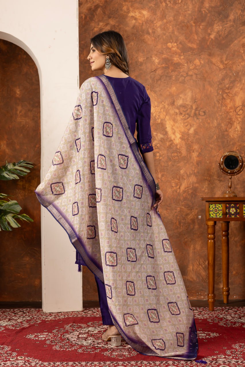 Elegant Off-White Embroidered Cotton Kurta Pant Set with Printed Dupatta for Women | Festive & Casual Ethnic Wear