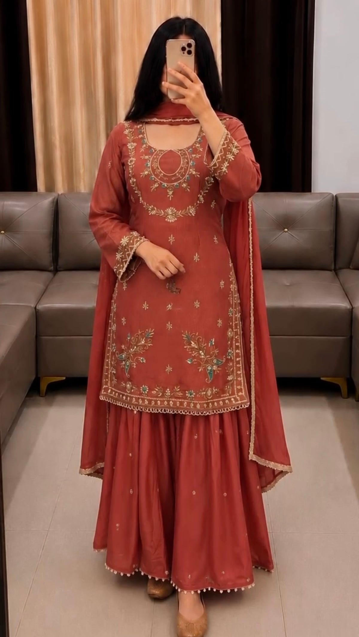 Embroidered Kurta Sharara Set with Dupatta | Women’s 3 Piece Ethnic Wear Set