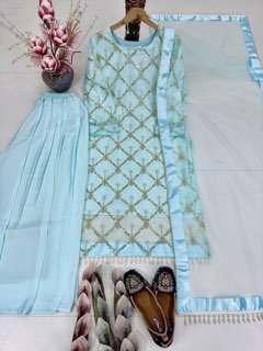 Blush Pink Hand Embellished Pakistani Salwar Suit with Net Dupatta
