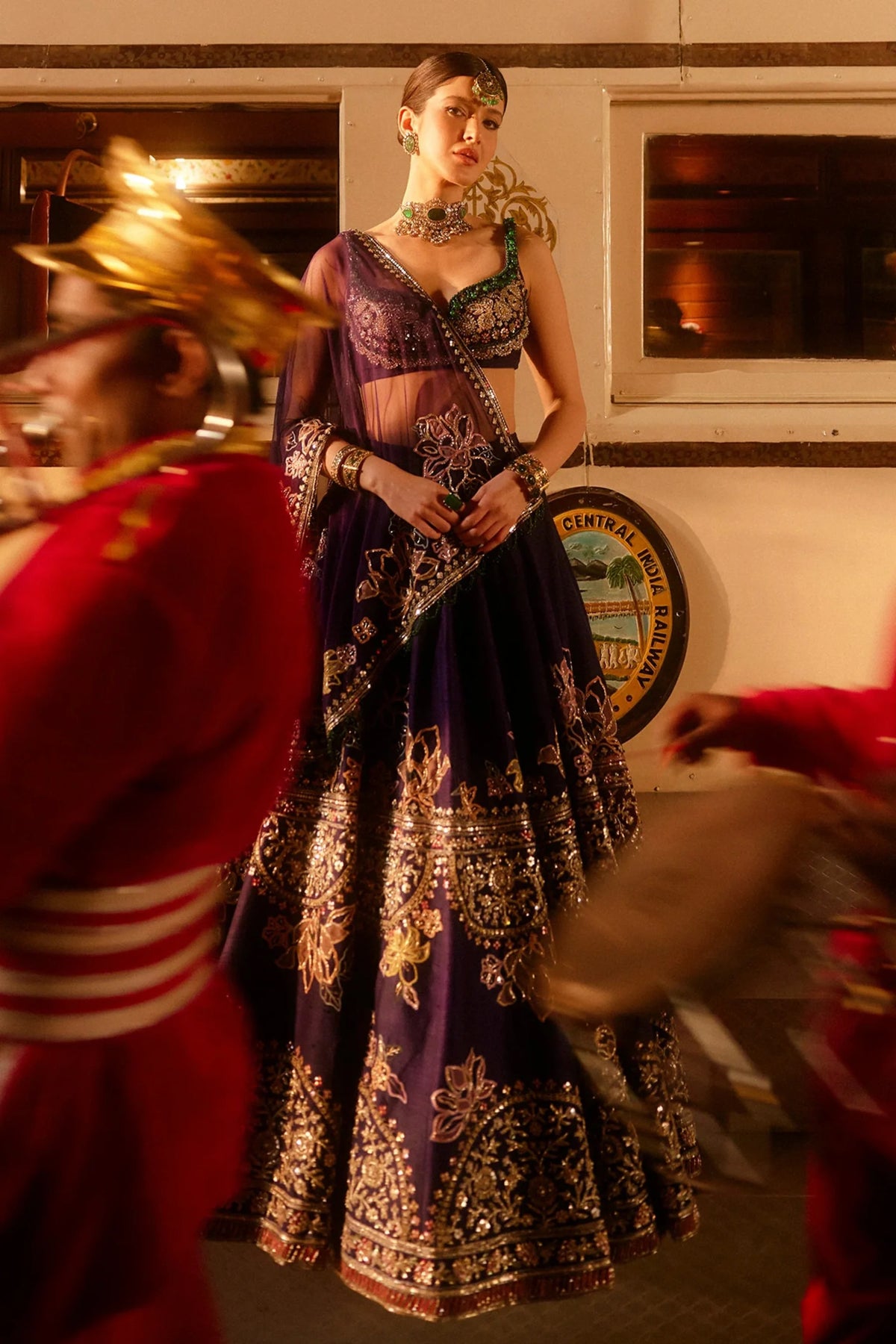 Royal Purple Embroidered Bridal Lehenga Set with Designer Blouse & Dupatta