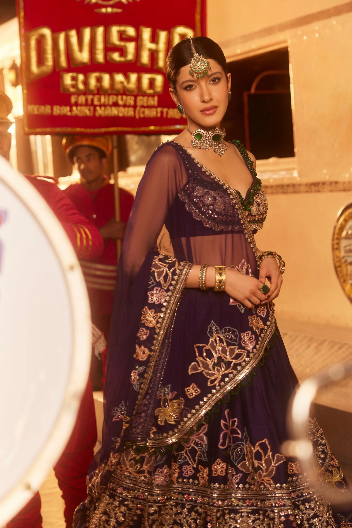 Royal Purple Embroidered Bridal Lehenga Set with Designer Blouse & Dupatta