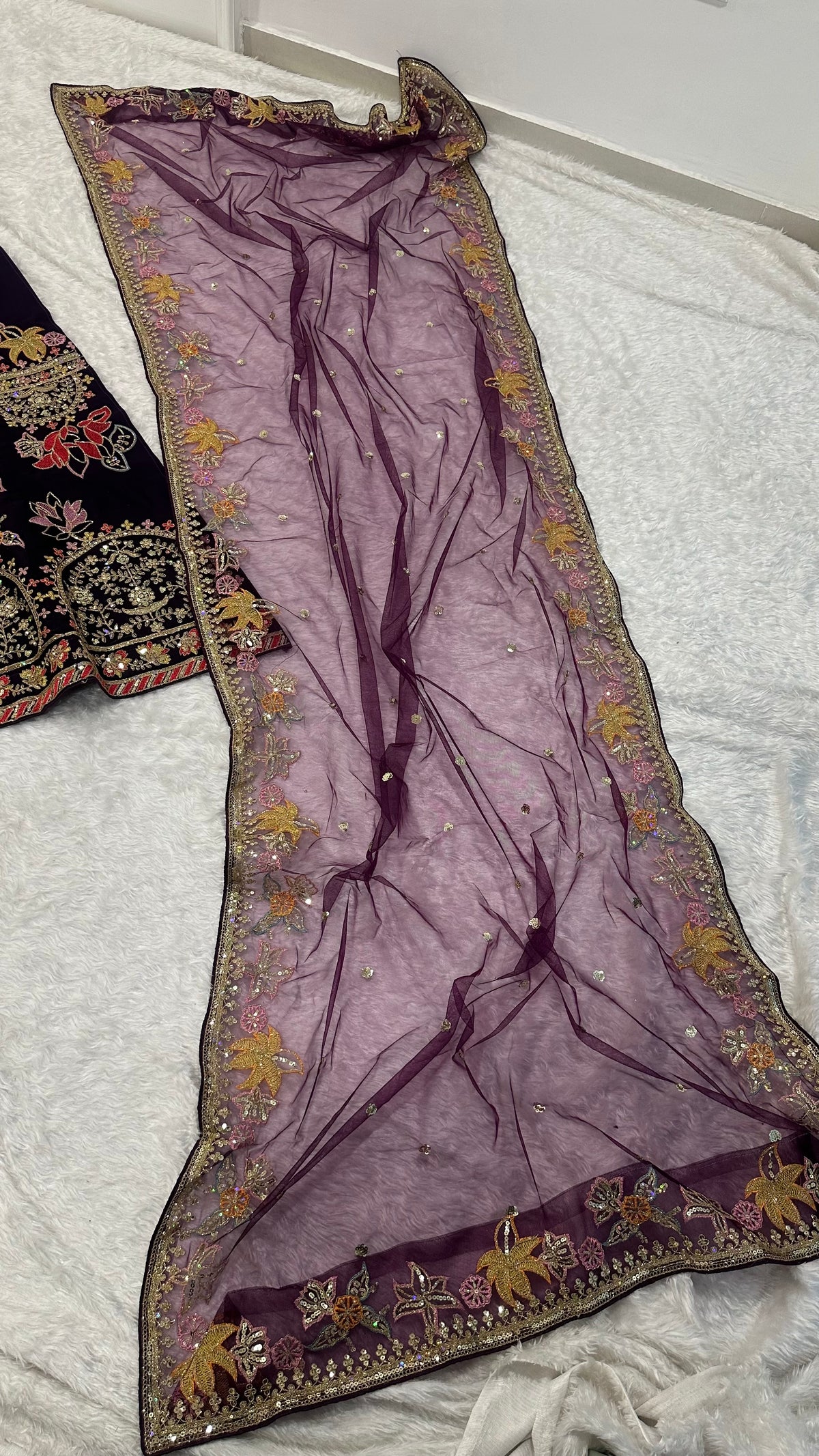 Royal Purple Embroidered Bridal Lehenga Set with Designer Blouse & Dupatta