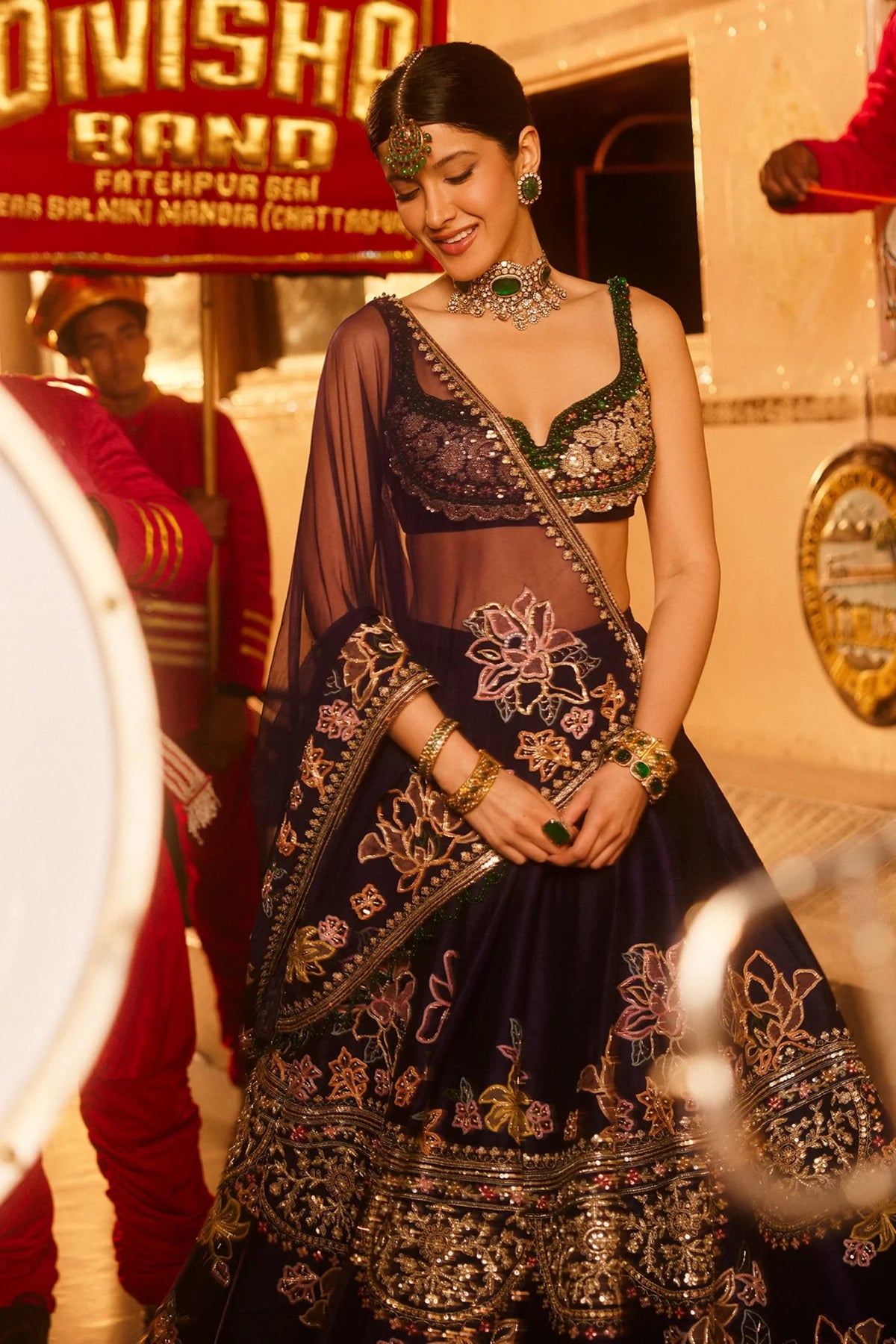 Royal Purple Embroidered Bridal Lehenga Set with Designer Blouse & Dupatta