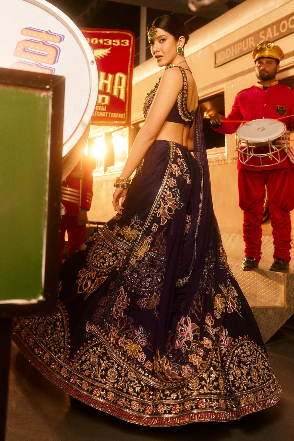 Royal Purple Embroidered Bridal Lehenga Set with Designer Blouse & Dupatta