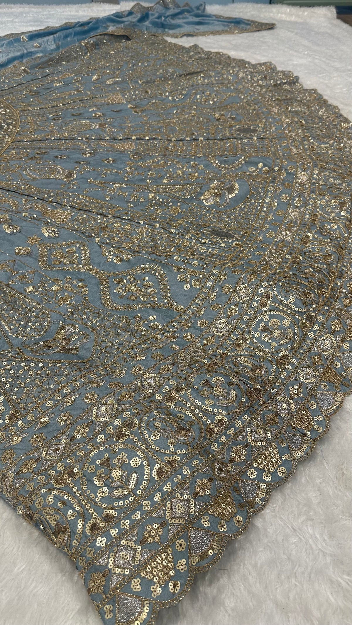 Pastel Blue Embroidered Designer Lehenga Choli with Dupatta – Heavy Silver Work