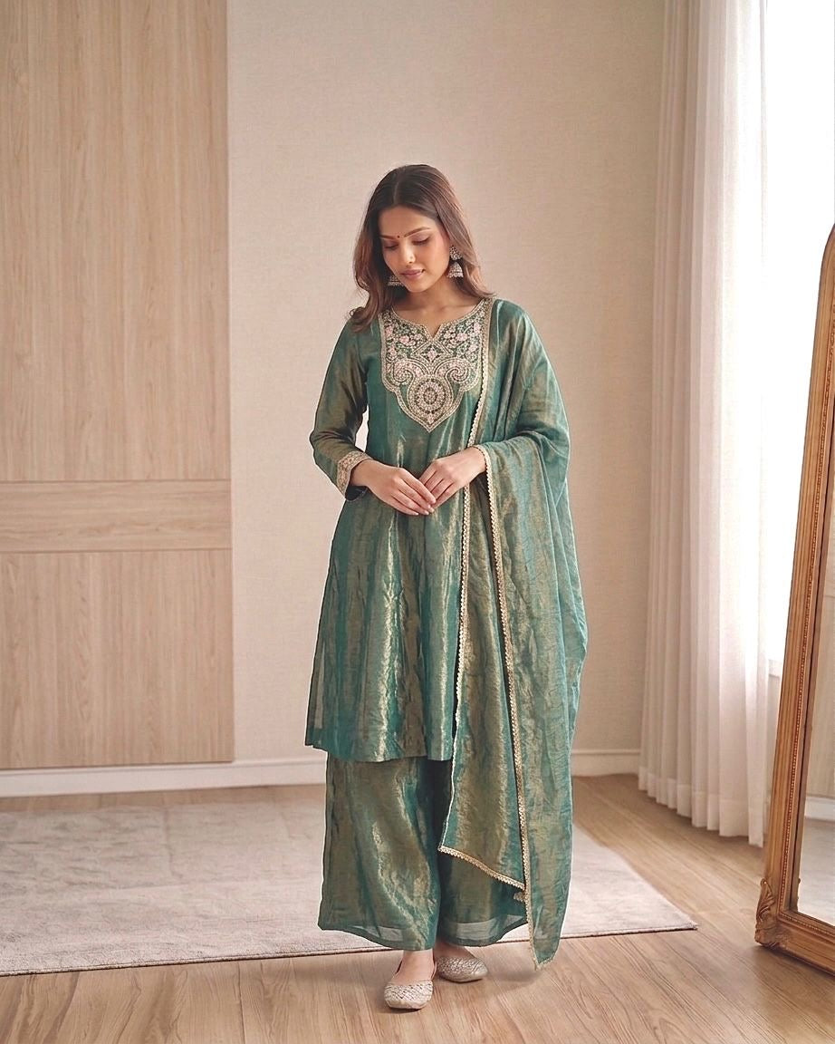 Women’s Heavy Embroidered 3 Piece Suit Set with Dupatta