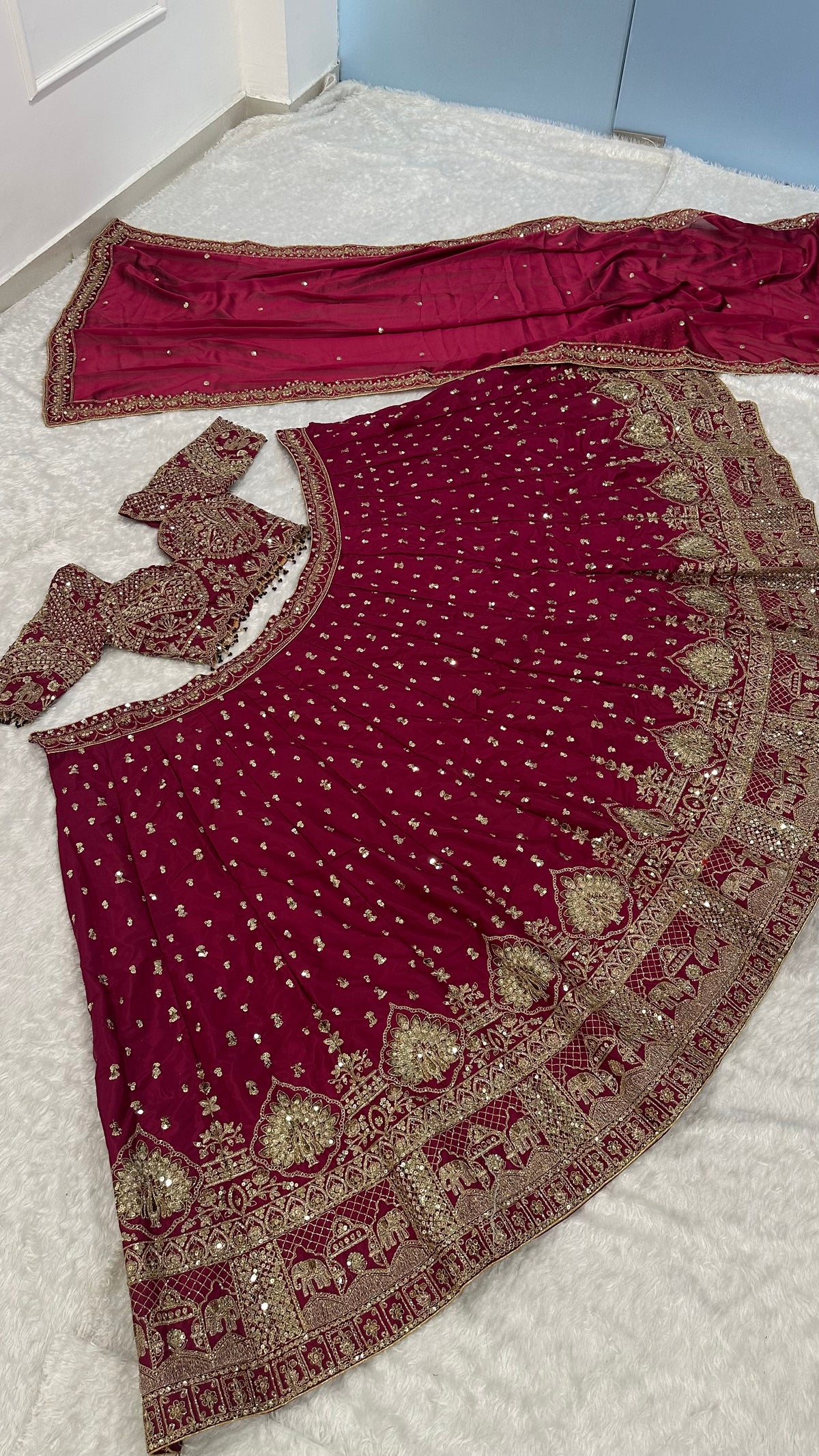 Wine Maroon Embroidered Designer Lehenga Choli with Dupatta – Traditional Wedding Wear