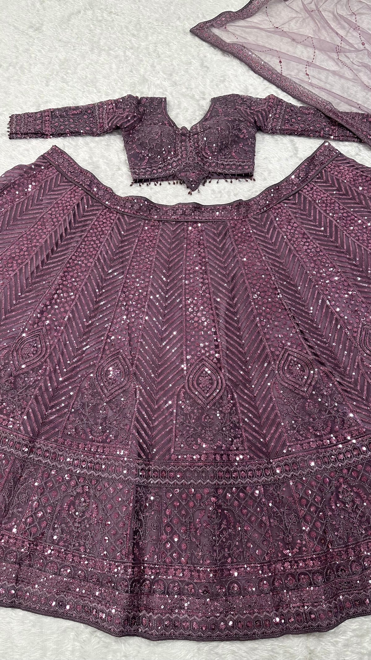 Lavender Purple Embroidered Designer Lehenga Choli with Dupatta