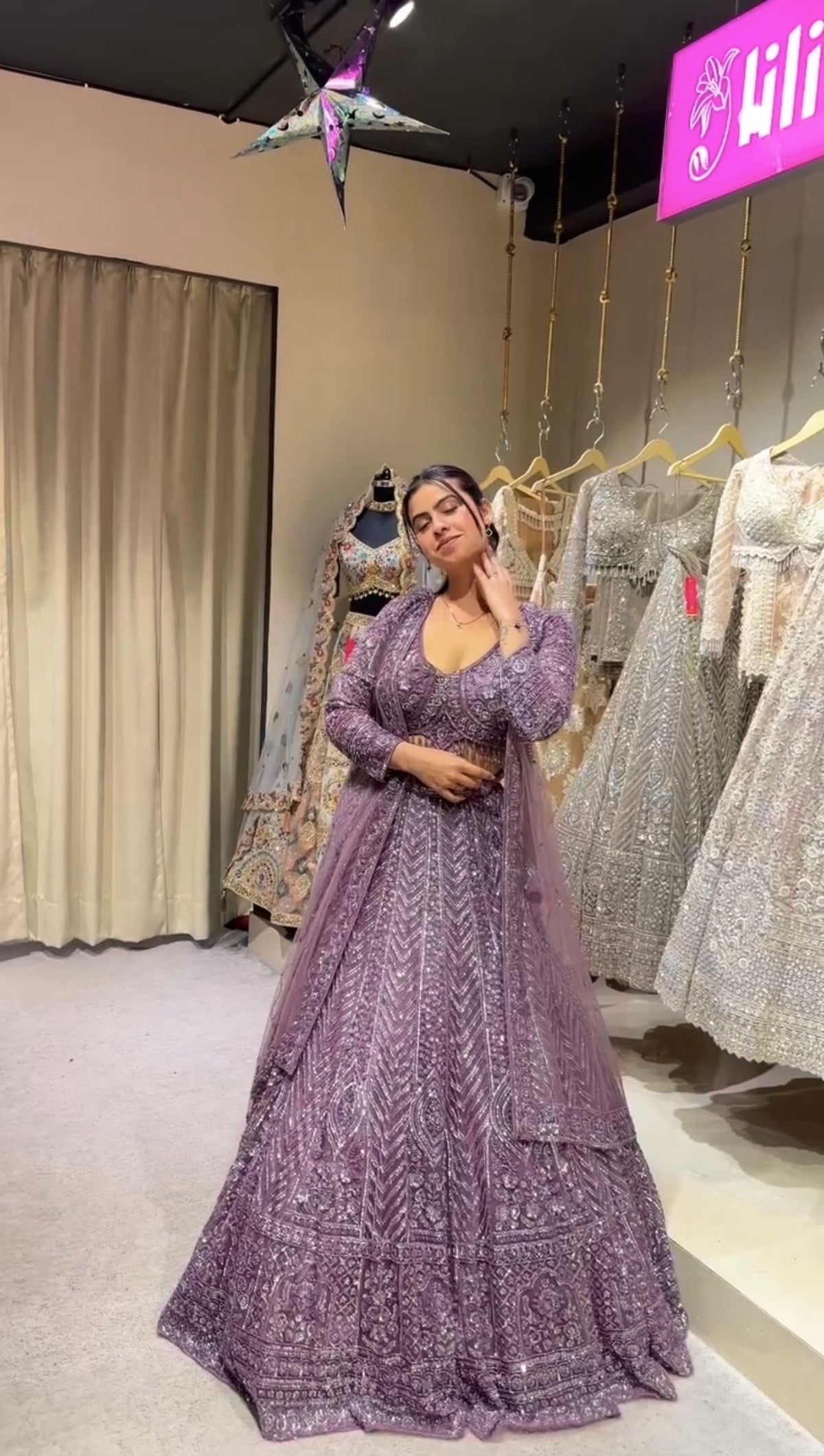 Lavender Purple Embroidered Designer Lehenga Choli with Dupatta