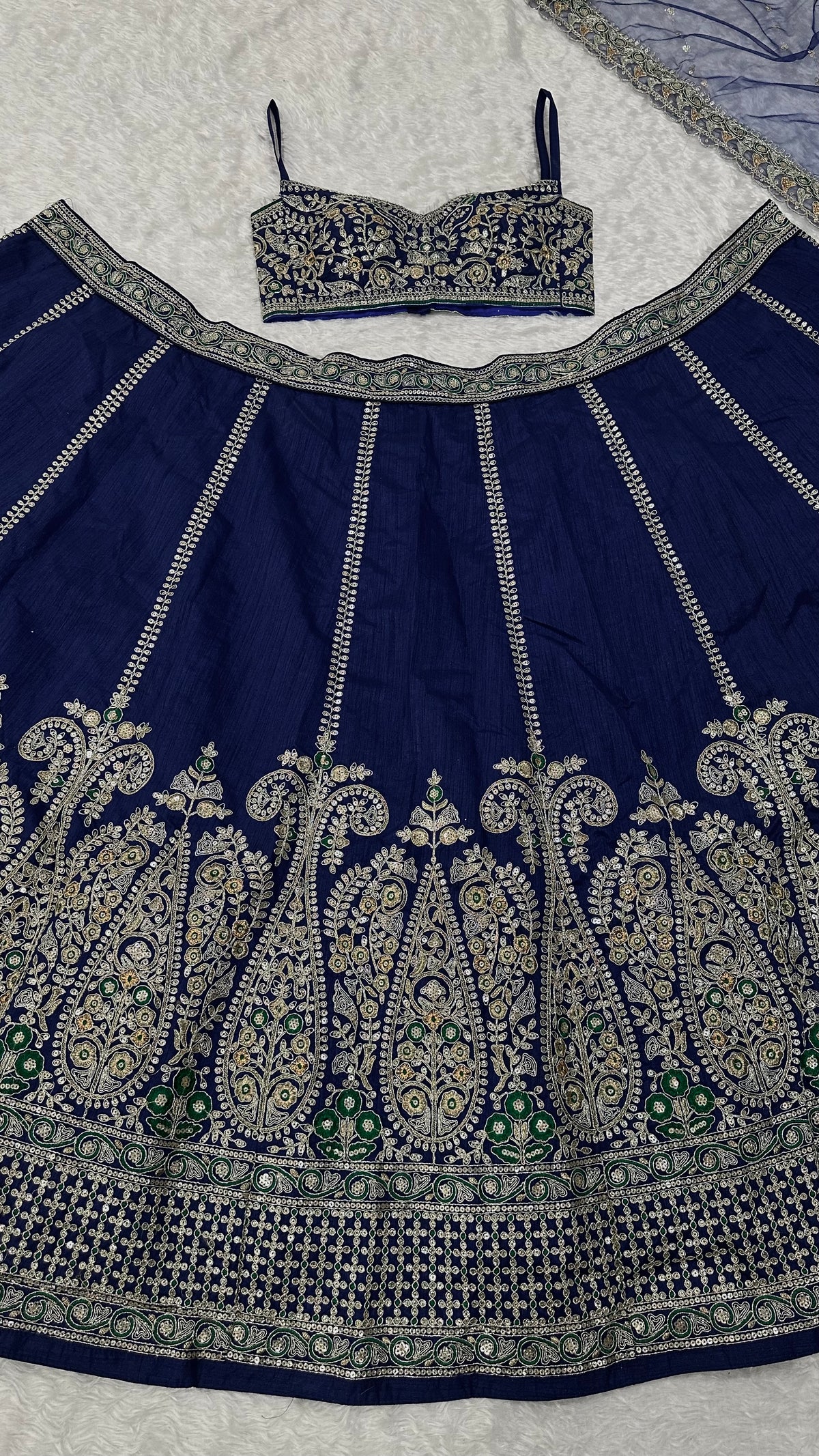 Navy Blue Embroidered Designer Lehenga Choli with Dupatta – Bridal & Festive Wear