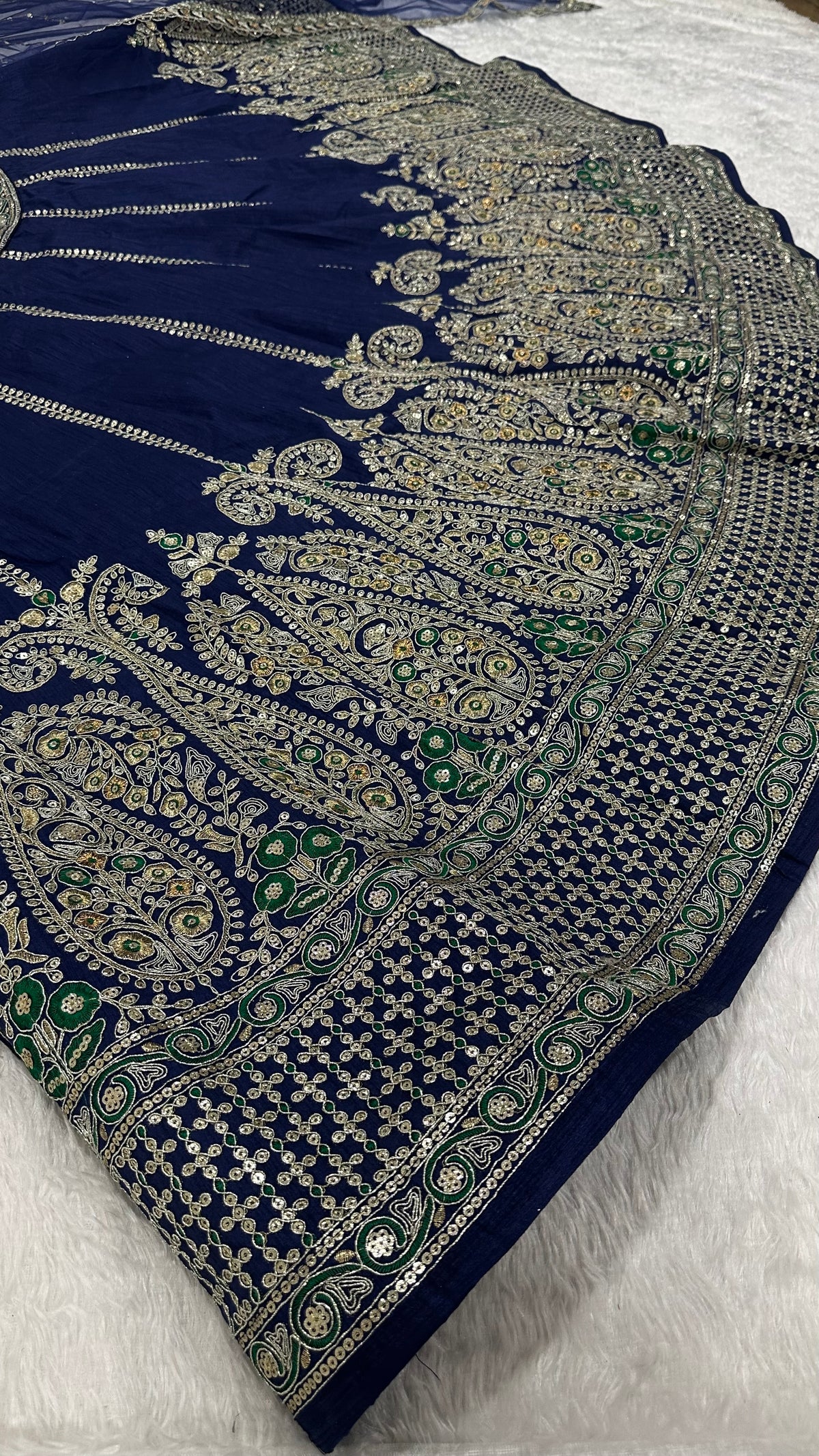 Navy Blue Embroidered Designer Lehenga Choli with Dupatta – Bridal & Festive Wear