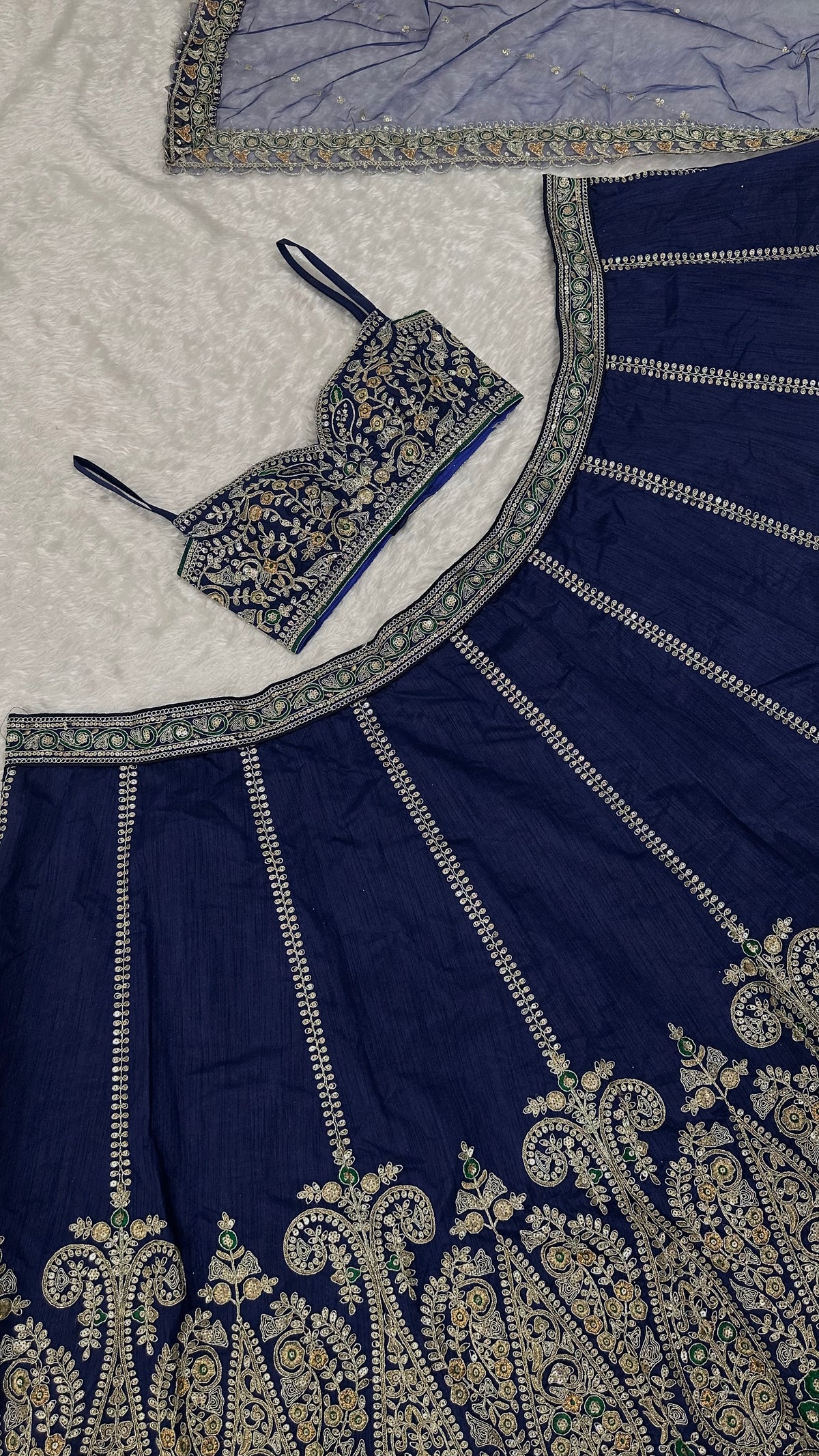 Navy Blue Embroidered Designer Lehenga Choli with Dupatta – Bridal & Festive Wear
