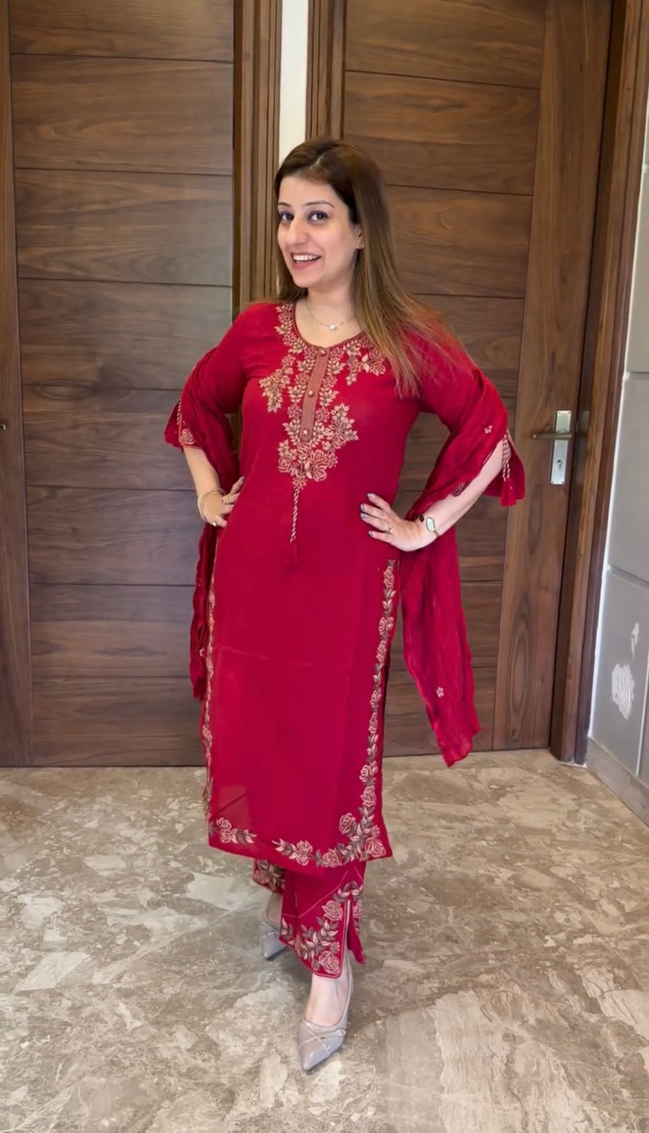 Premium Embroidered Straight Kurta Pant Set with Dupatta | 3-Piece Ethnic Suit