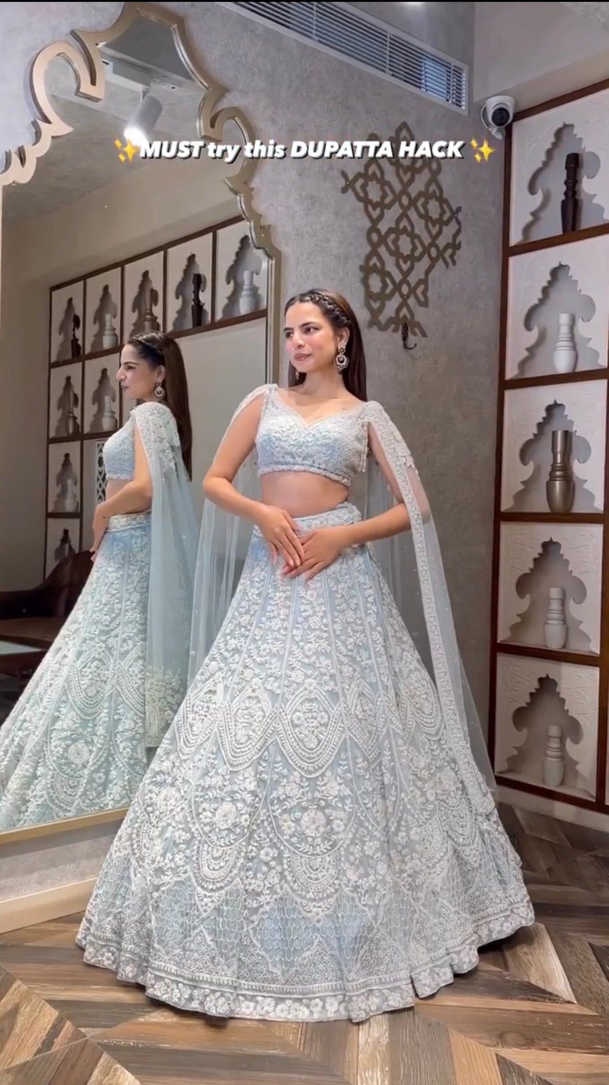Pastel Blue Embroidered Net Lehenga Choli with Dupatta – Designer Party Wear Lehenga