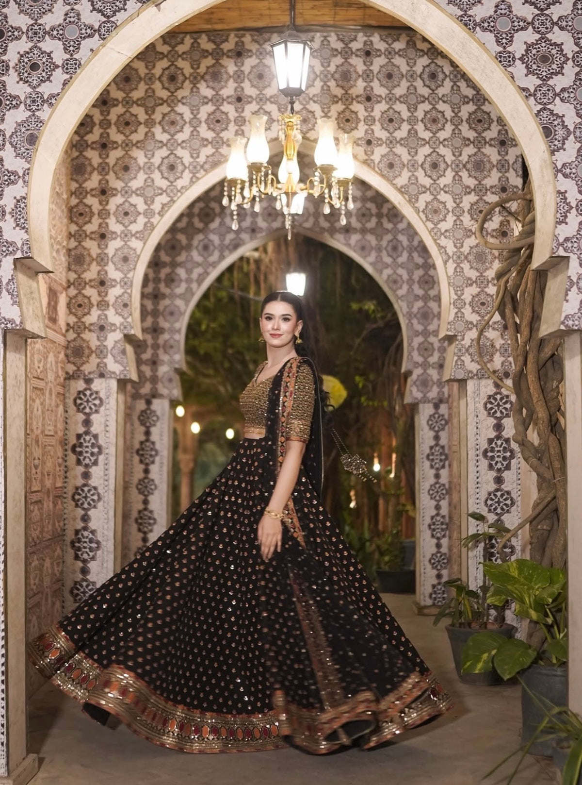 Black Embroidered Lehenga Choli with Designer Dupatta – Traditional Festive Wear