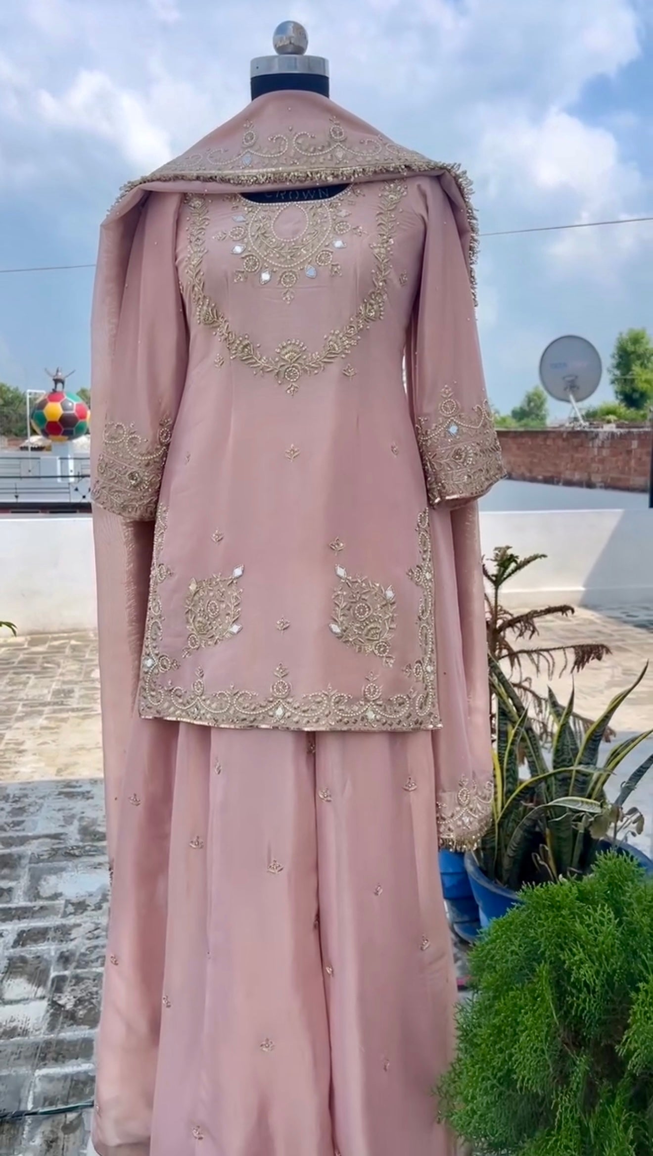 Women's Blush Pink Embroidered Straight Kurta Set with Dupatta | Premium Ethnic Wear
