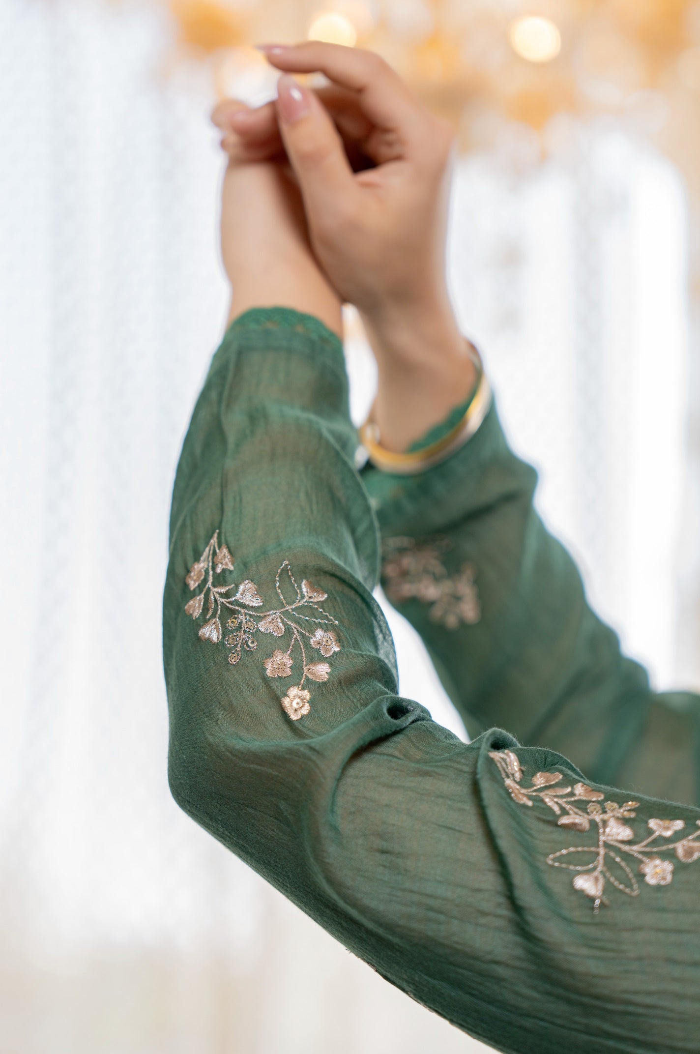Women’s Dark Green Embroidered Anarkali Kurta Pant Set with Dupatta | MV-646-GRN