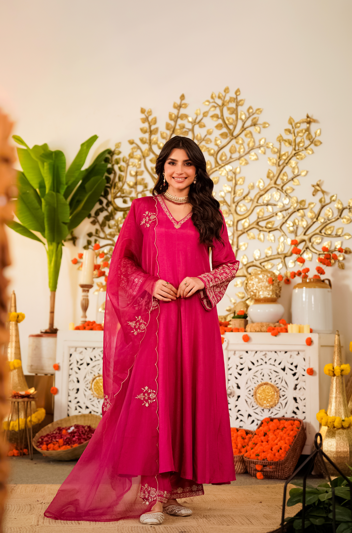 Women’s Designer Embroidered Anarkali Kurta Pant & Dupatta Set | Festive Ethnic Wear