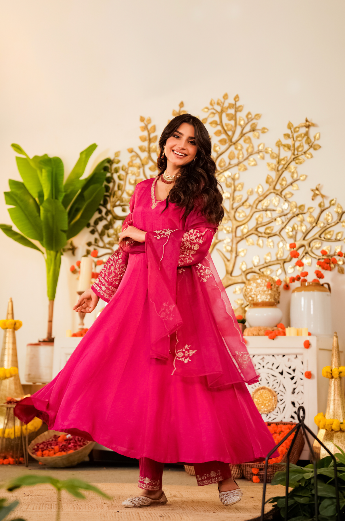 Women’s Designer Embroidered Anarkali Kurta Pant & Dupatta Set | Festive Ethnic Wear