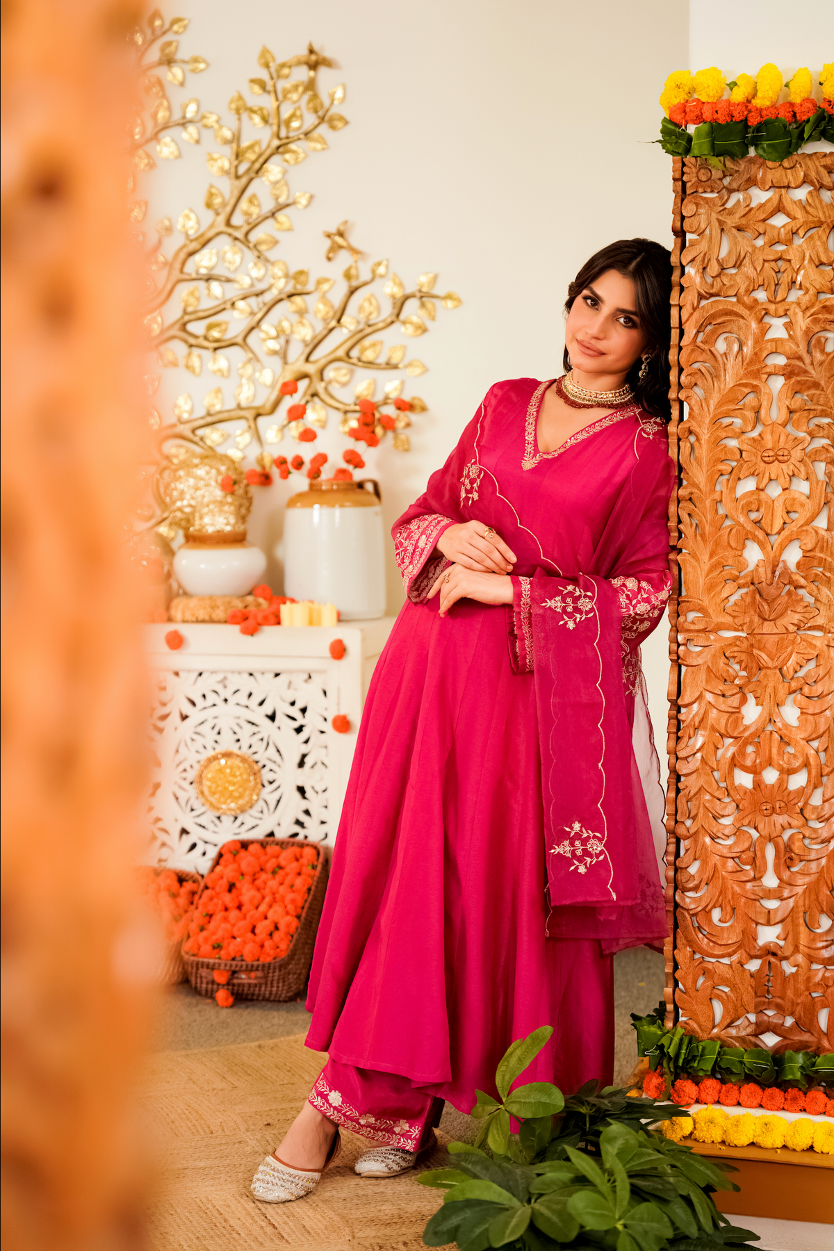 Women’s Designer Embroidered Anarkali Kurta Pant & Dupatta Set | Festive Ethnic Wear