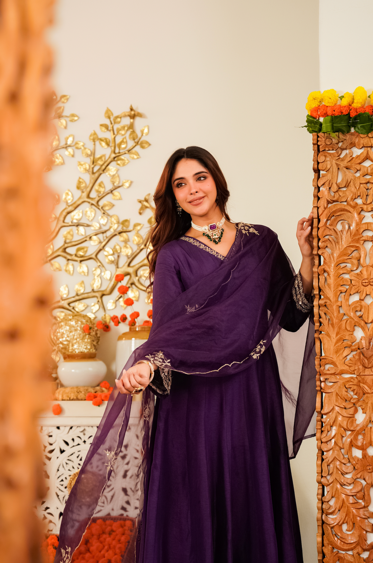 Women’s Designer Embroidered Anarkali Kurta Pant & Dupatta Set | Festive Ethnic Wear
