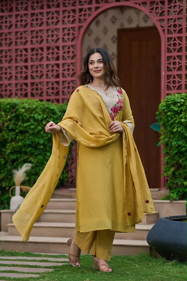 Premium Floral Embroidered 3 Piece Salwar Suit Set for Women